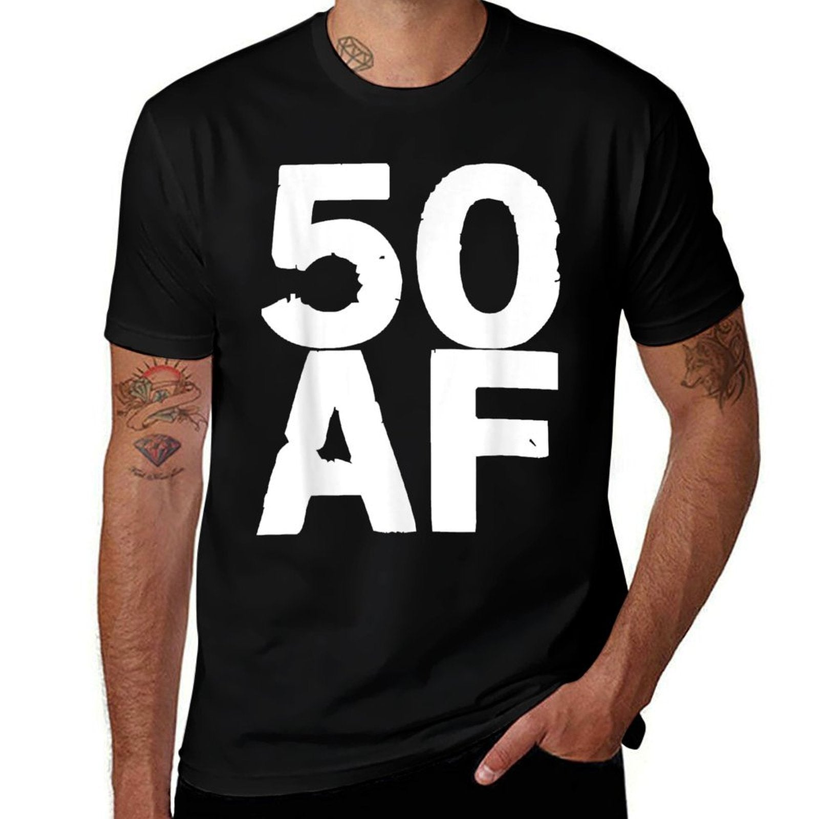 50 AF - 50th Birthday Men Women Fifty Gift  Heathered Texture T-Shirt