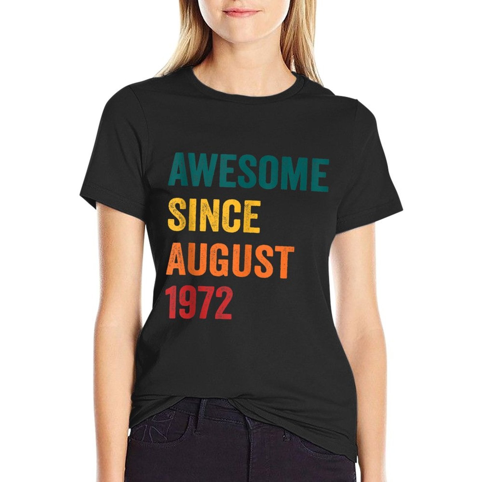50 Years Old Legend Since August 1972 Vintage 50th Birthday  Rolled Sleeves T-Shirt