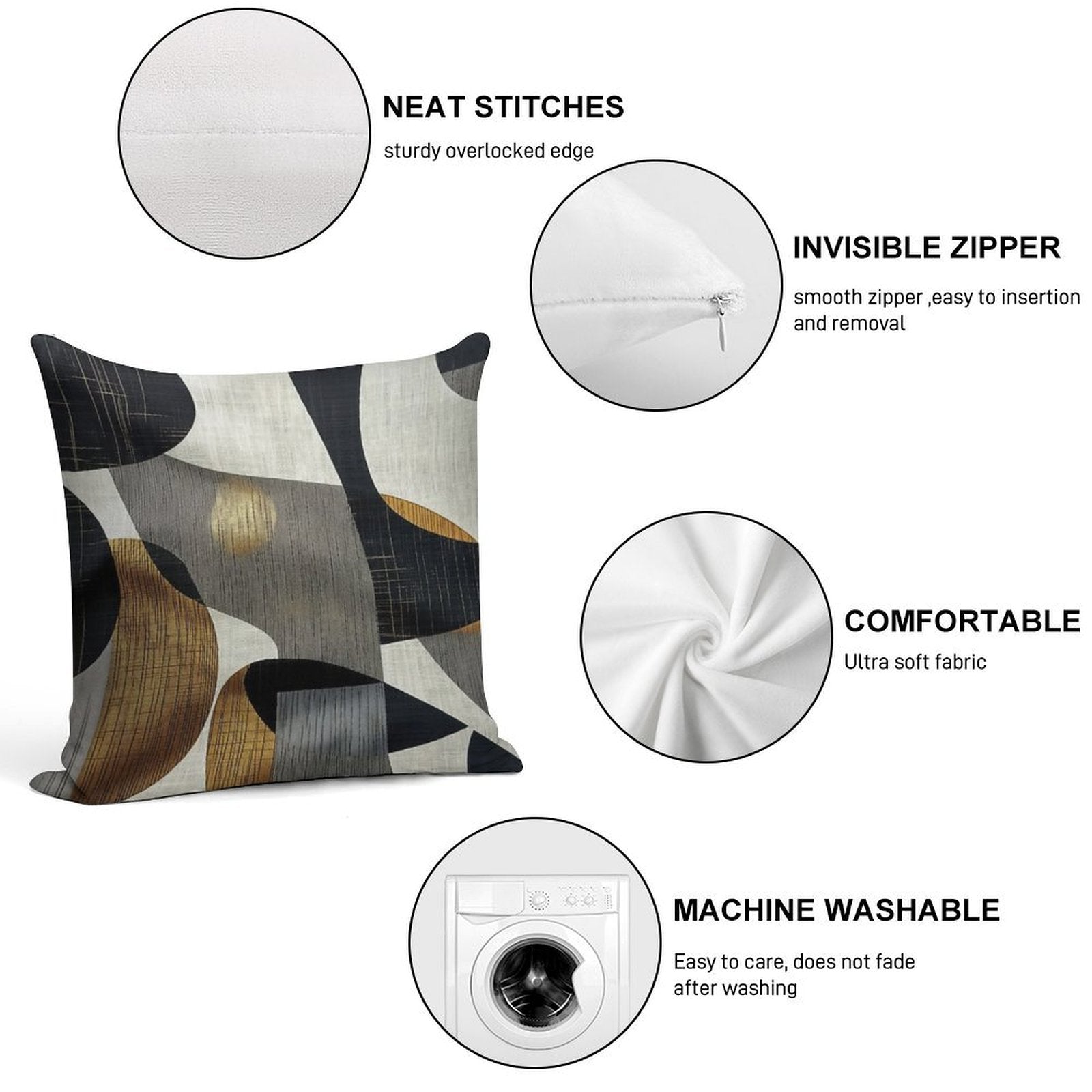 Abstract Geometric Art Soft Short Plush Fabric Throw Pillow