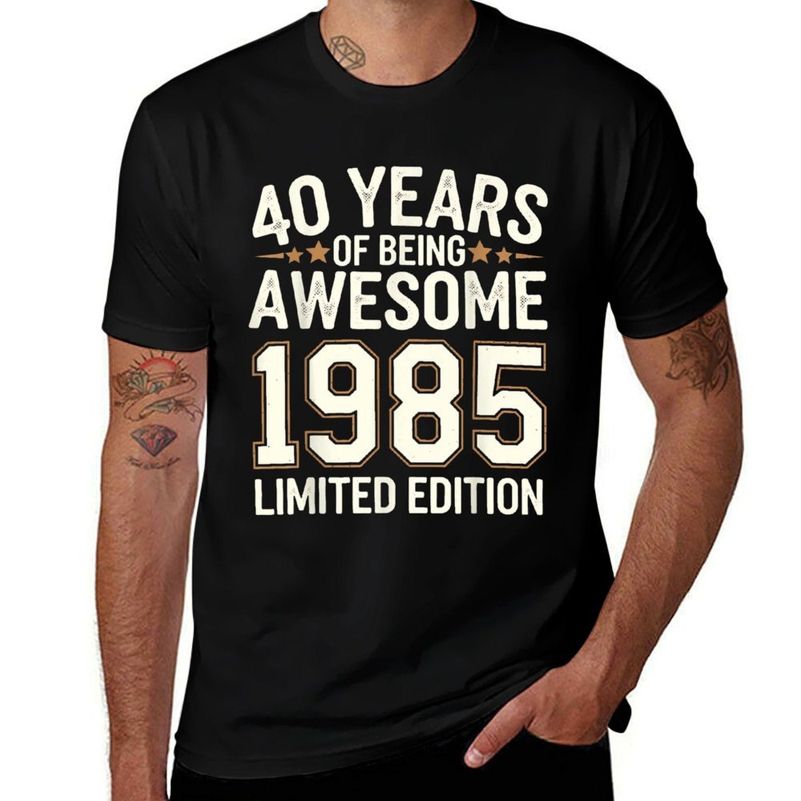 40 Year Birthday Decorations Men Gag 40yr 1985 40th Birthday  Trendy Pattern T-Shirt
