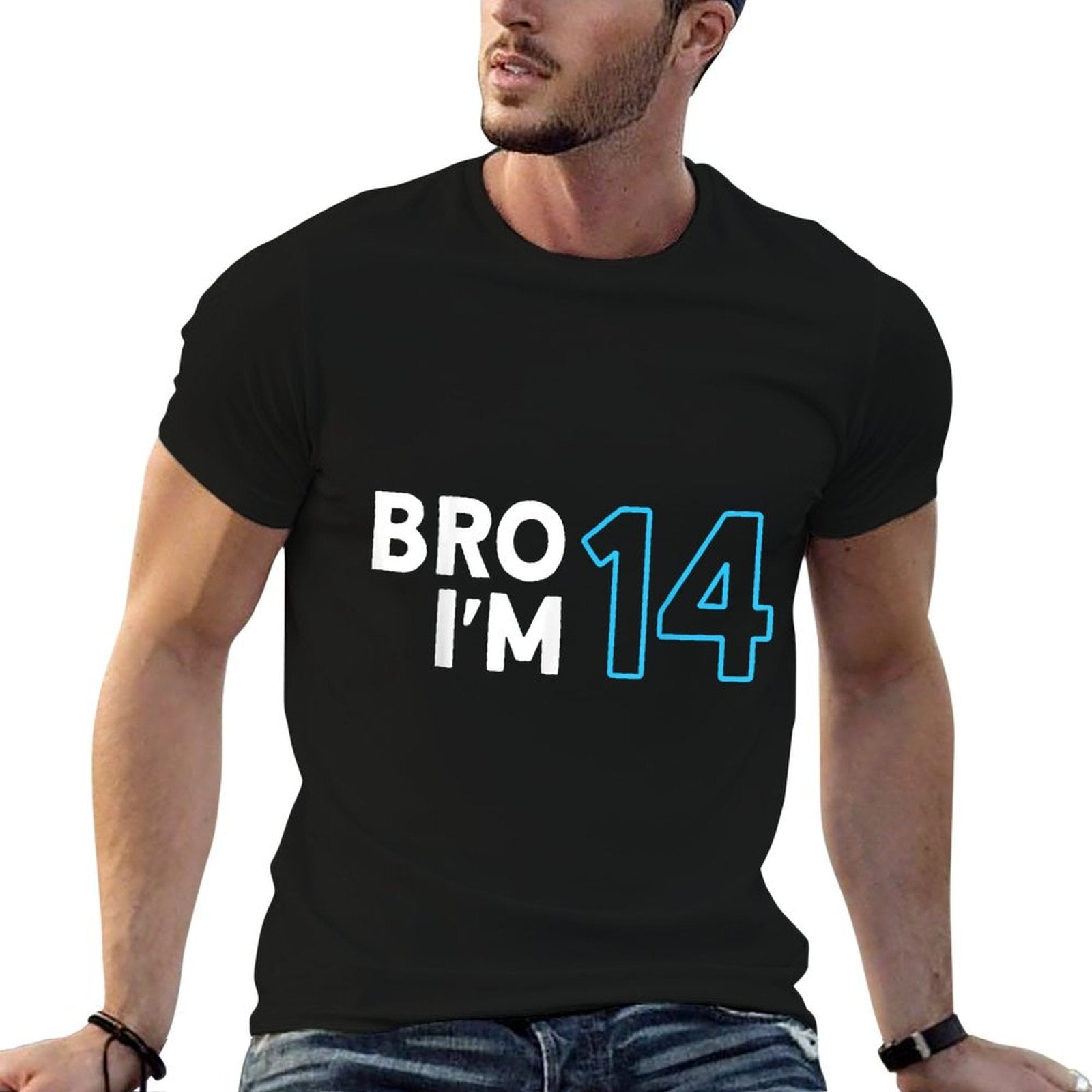 14th Birthday, Boys 14th Birthday 14 Years Old, Bro I'm 14  Oversized Silhouette T-Shirt