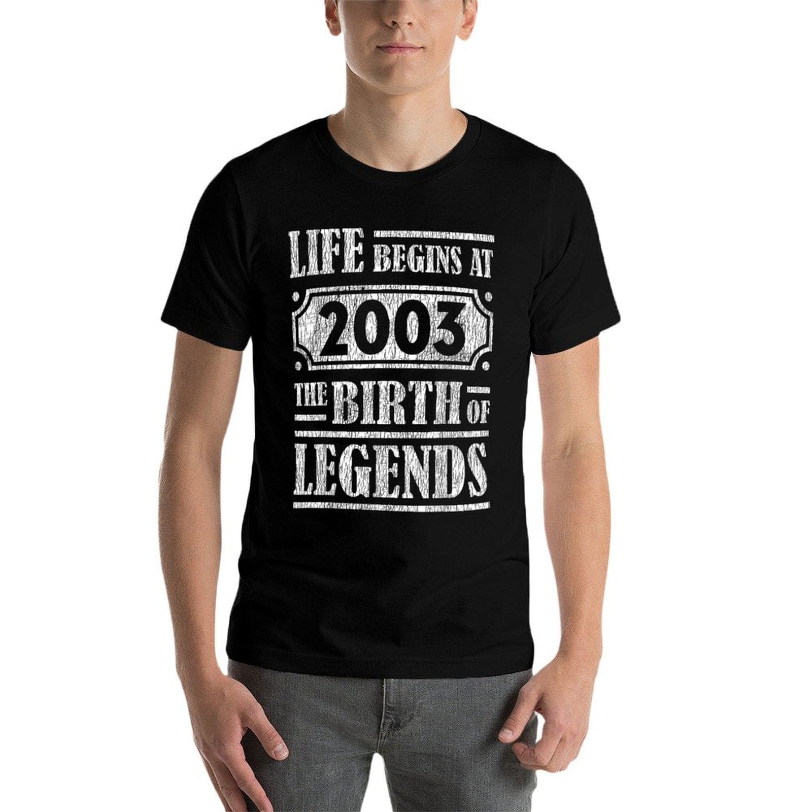 21 Year Old Life Begins 2003 Birth Of Legends 21st Birthday  Oversized Silhouette T-Shirt