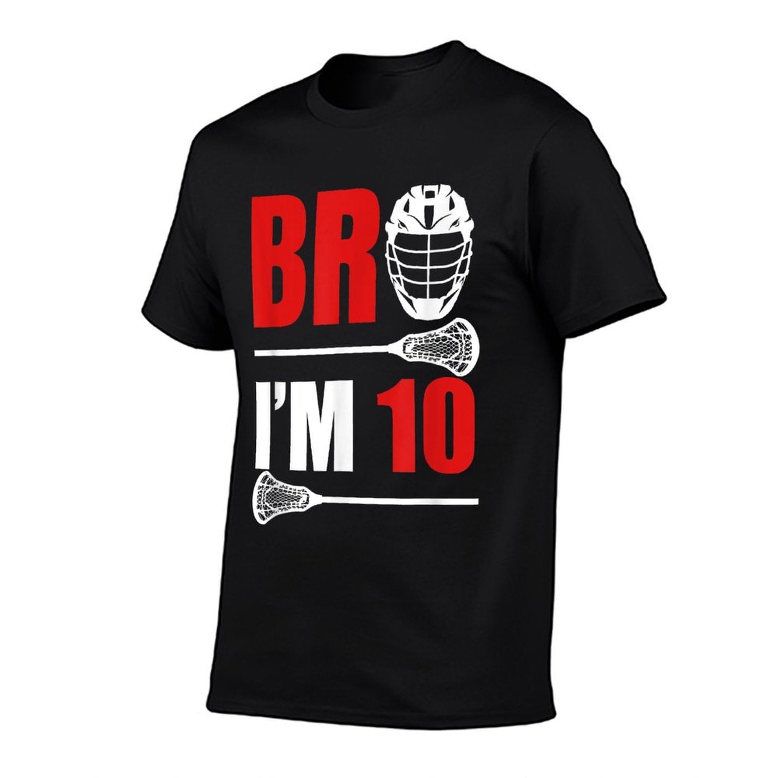 10th Birthday Boy Bro I'm 10 Year Old Lacrosse Theme  Heathered Texture T-Shirt