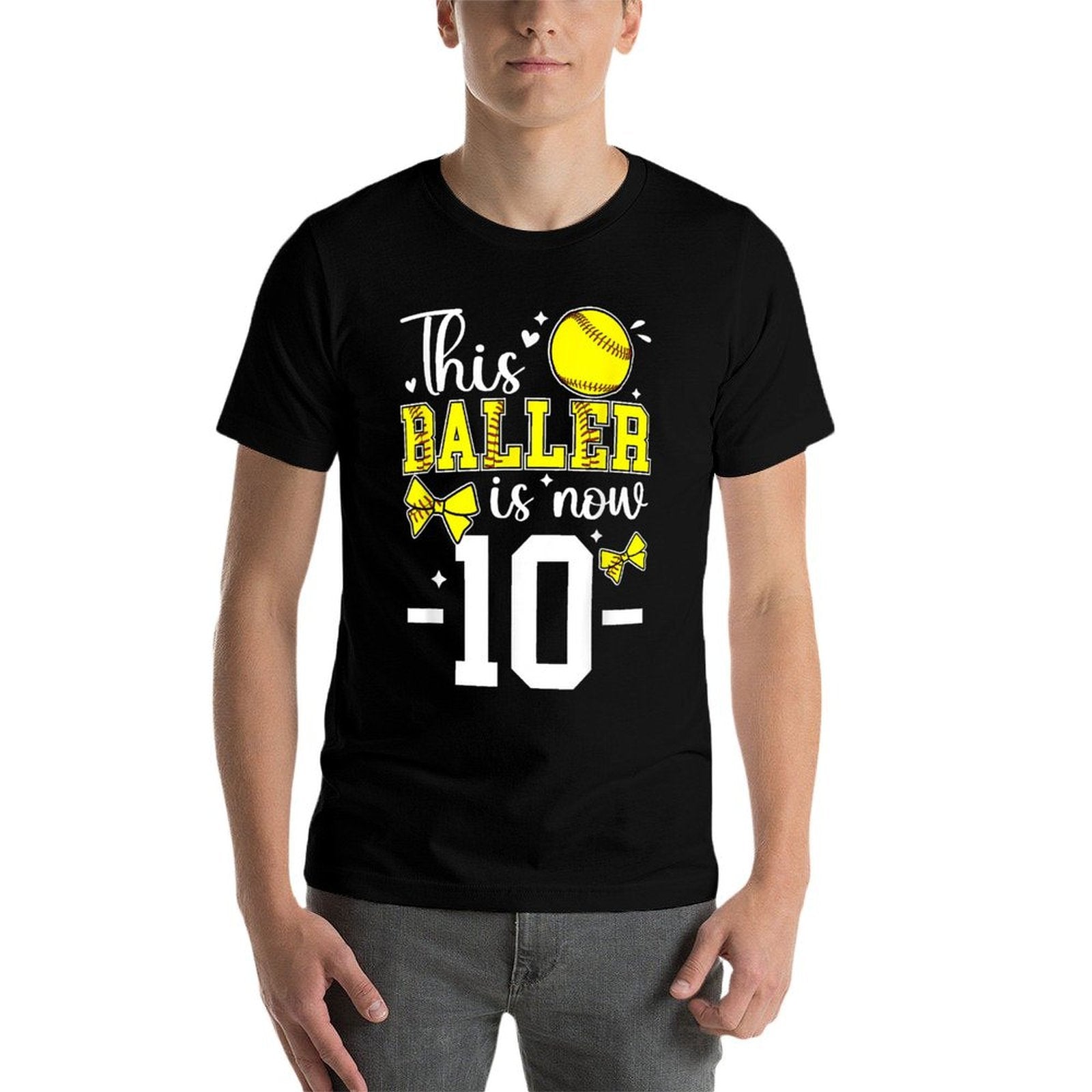 10th Birthday Softball Girl Ten Year Old Softball Player Comfortable T-Shirt