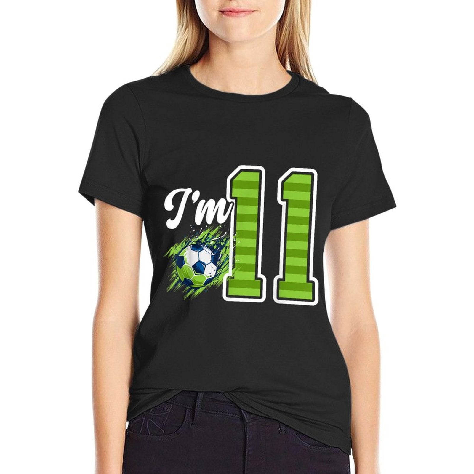 11th Soccer Birthday Party Eleven Year Old Soccer Player  Heathered Texture T-Shirt