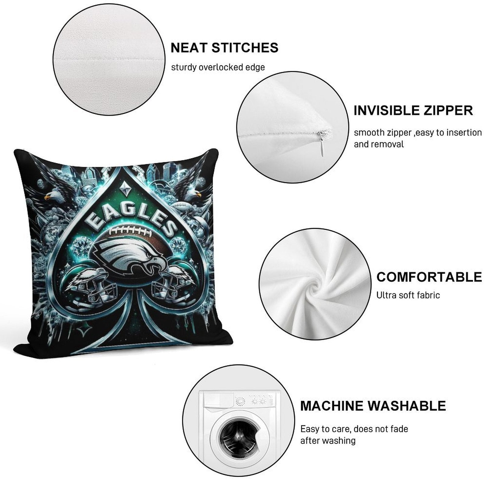 Eagles Soft Fade-Resistant Throw Pillow