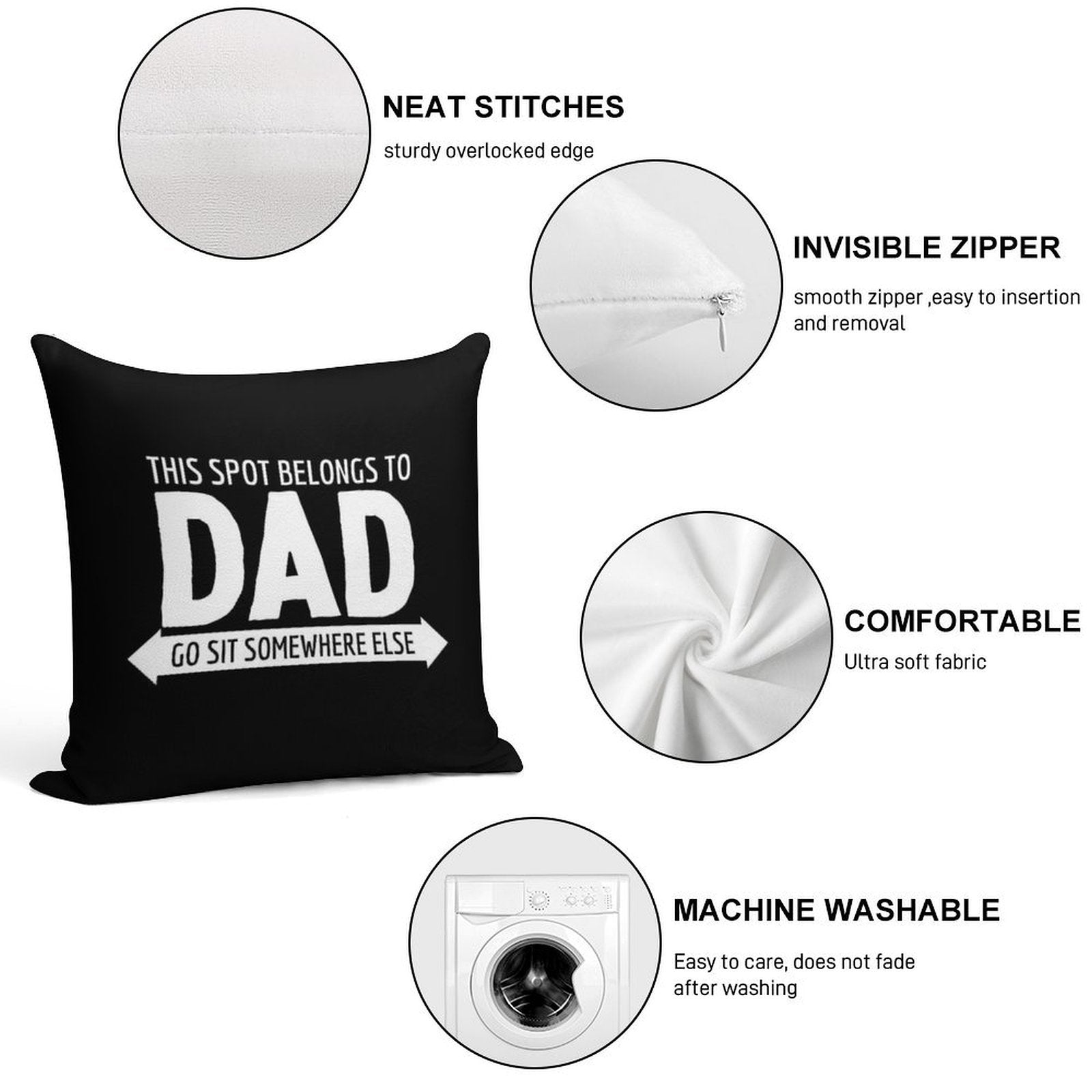 This Spot Belongs to Dad Reserved For Dad Fathers Day Soft Multiple Sizes Throw Pillow