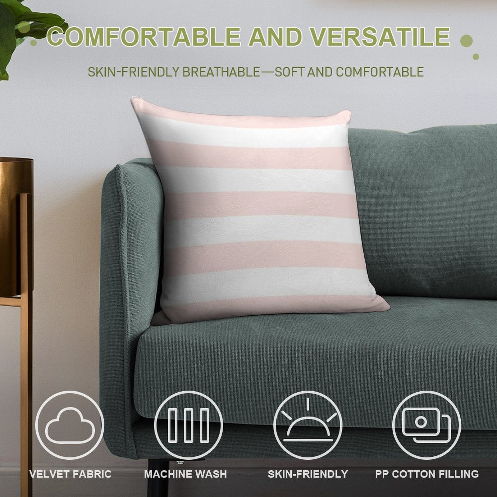 Blush 1 Complement Pale Blush Pink And White Stripe Pattern Soft Style Accent Throw Pillow