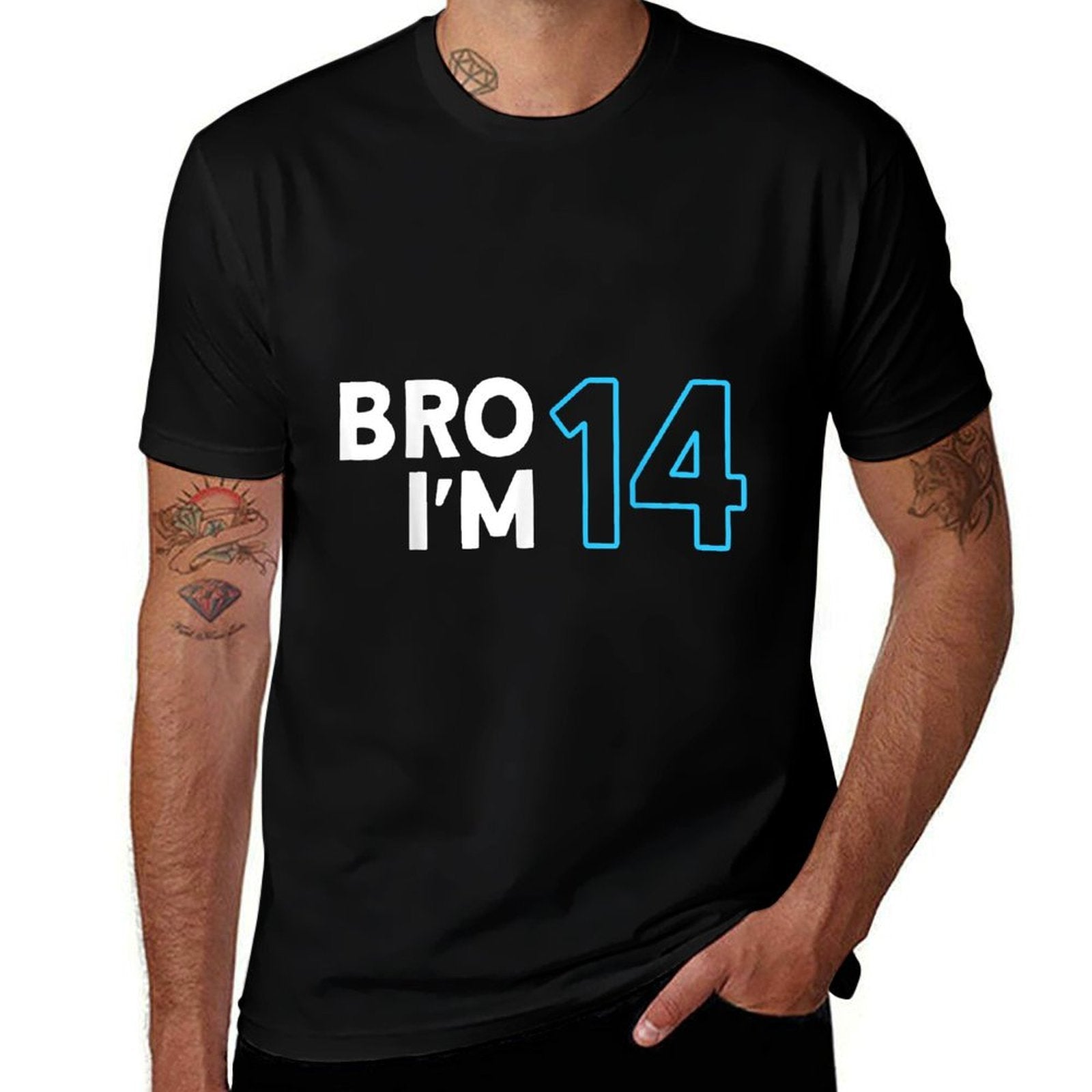 14th Birthday, Boys 14th Birthday 14 Years Old, Bro I'm 14  Oversized Silhouette T-Shirt