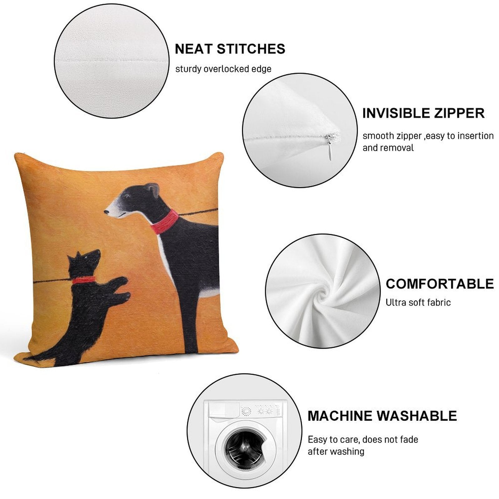 Big Hound Soft Skin-Friendly Throw Pillow