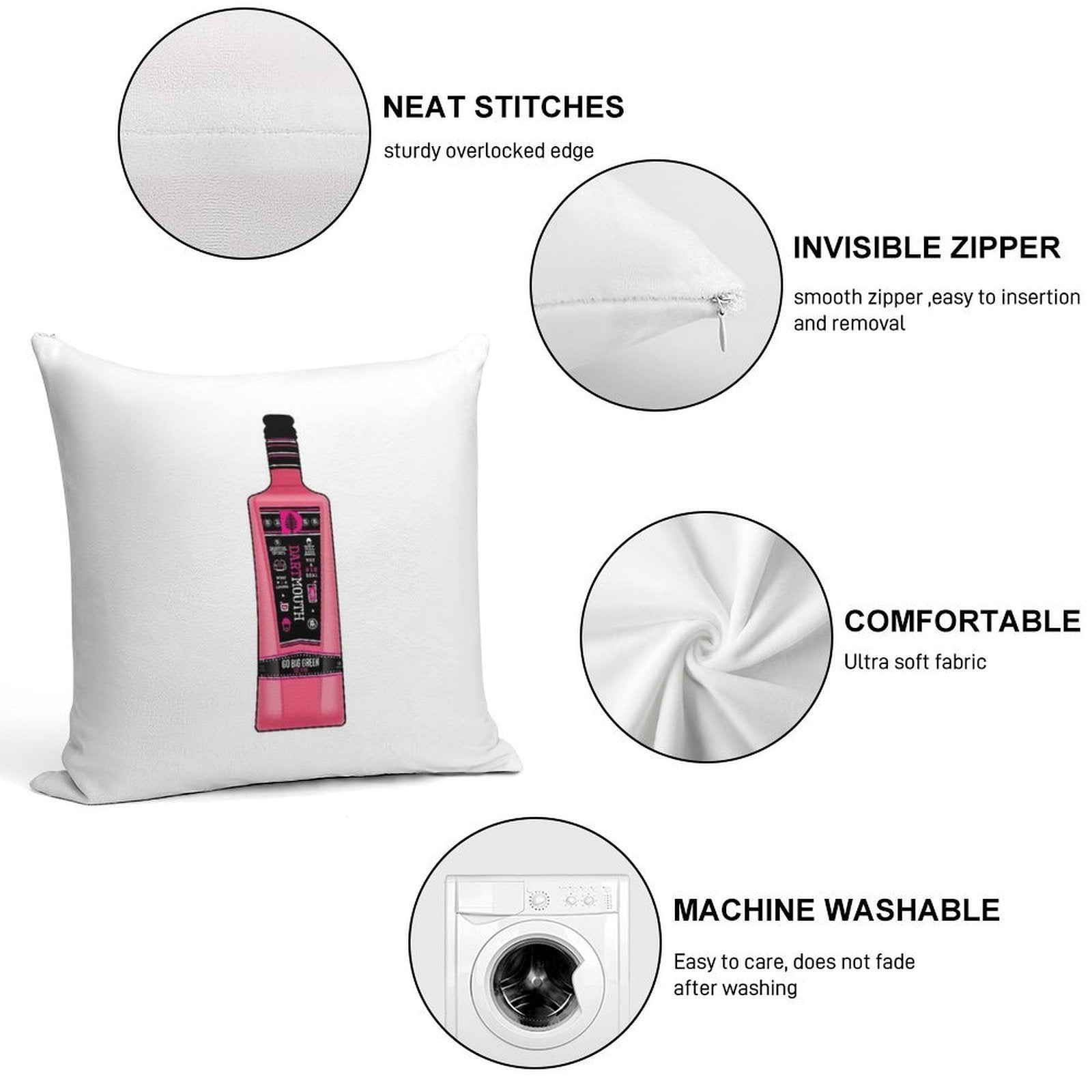 Dartmouth Pink Whitney Soft Reinforced Edging Throw Pillow