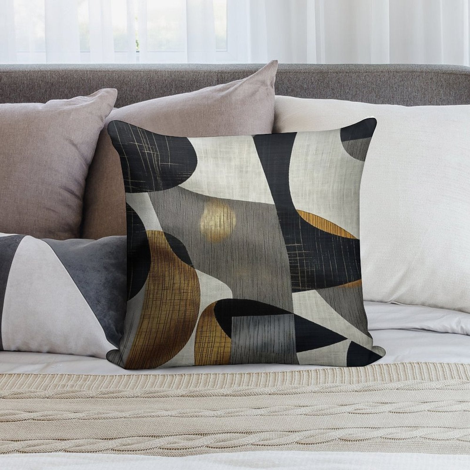 Abstract Geometric Art Soft Short Plush Fabric Throw Pillow