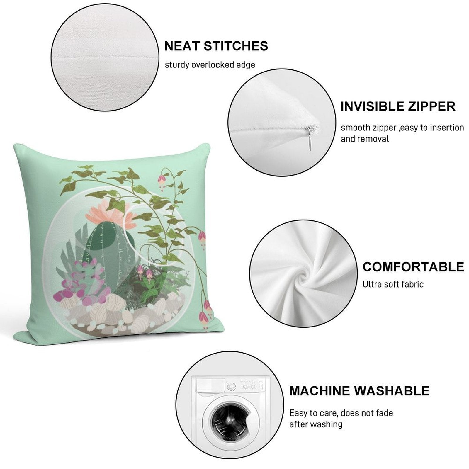 Round Terrarium Soft Home Decor Throw Pillow
