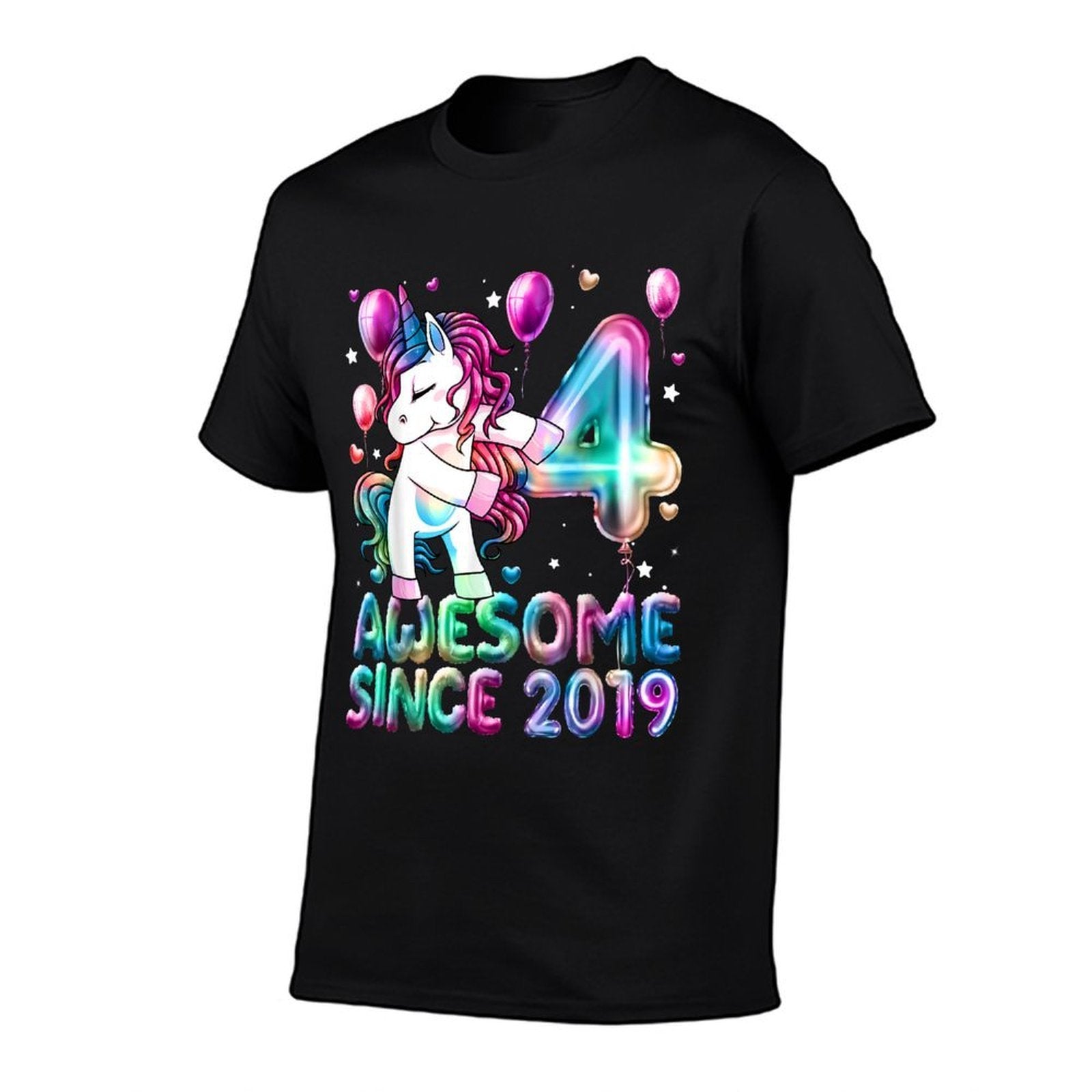 4 Years Old Unicorn Flossing 4th Birthday Girl Unicorn Party  Easy-care T-Shirt