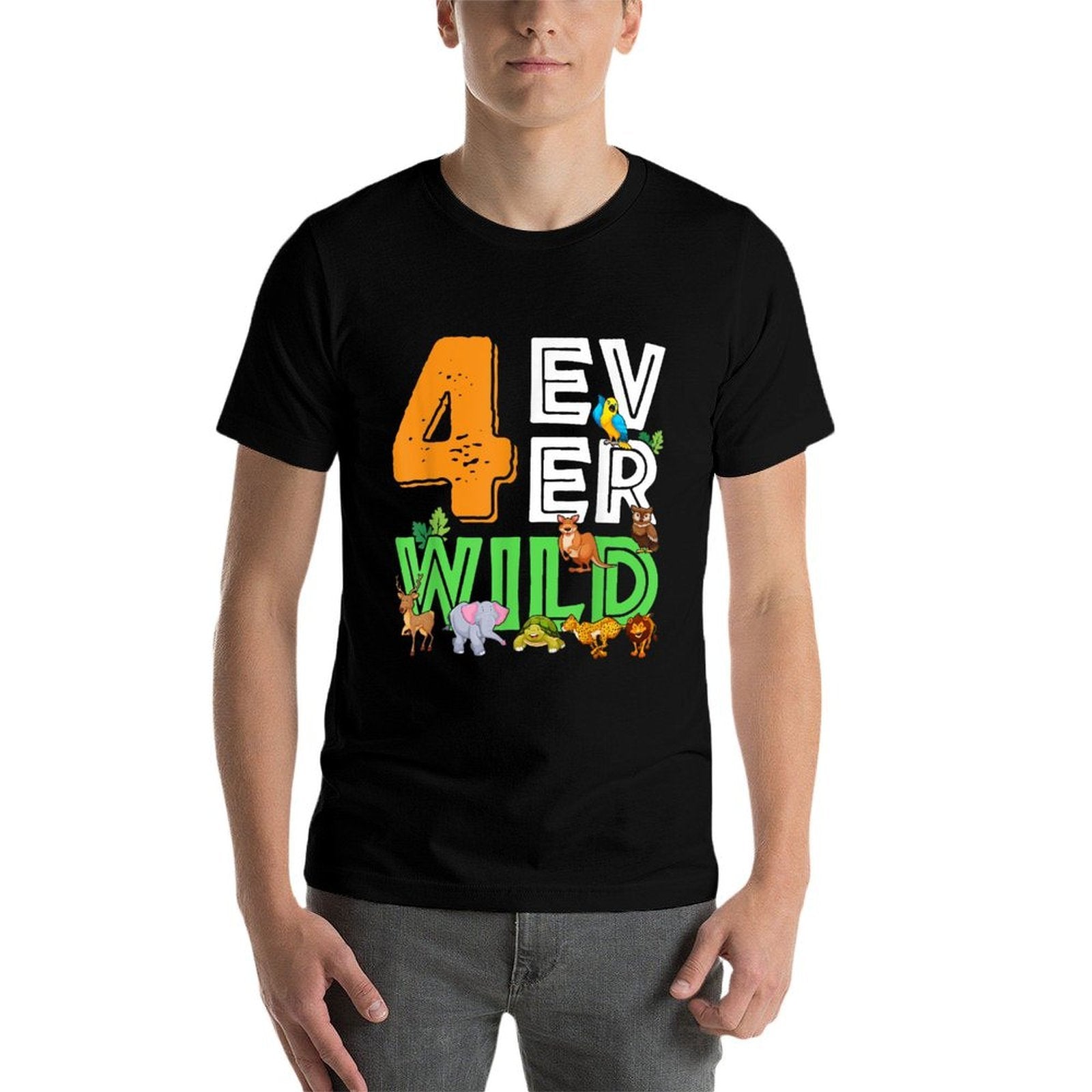 4 Ever Wild Birthday Decorations Boy Zoo 4th Birthday Party  Graphic-printed T-Shirt