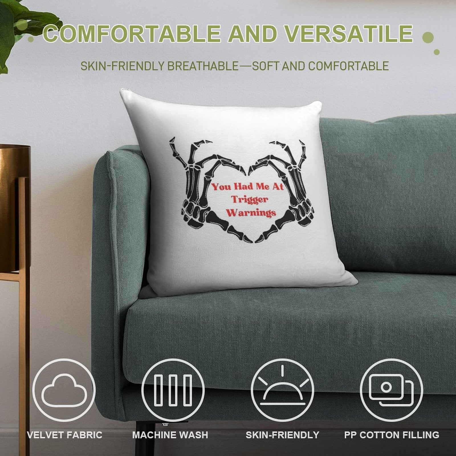 You Had Me At Trigger Warnings, Bookish Sticker, Waterproof Sticker, Book Club Vinyl Soft Shrink-Resistant Throw Pillow