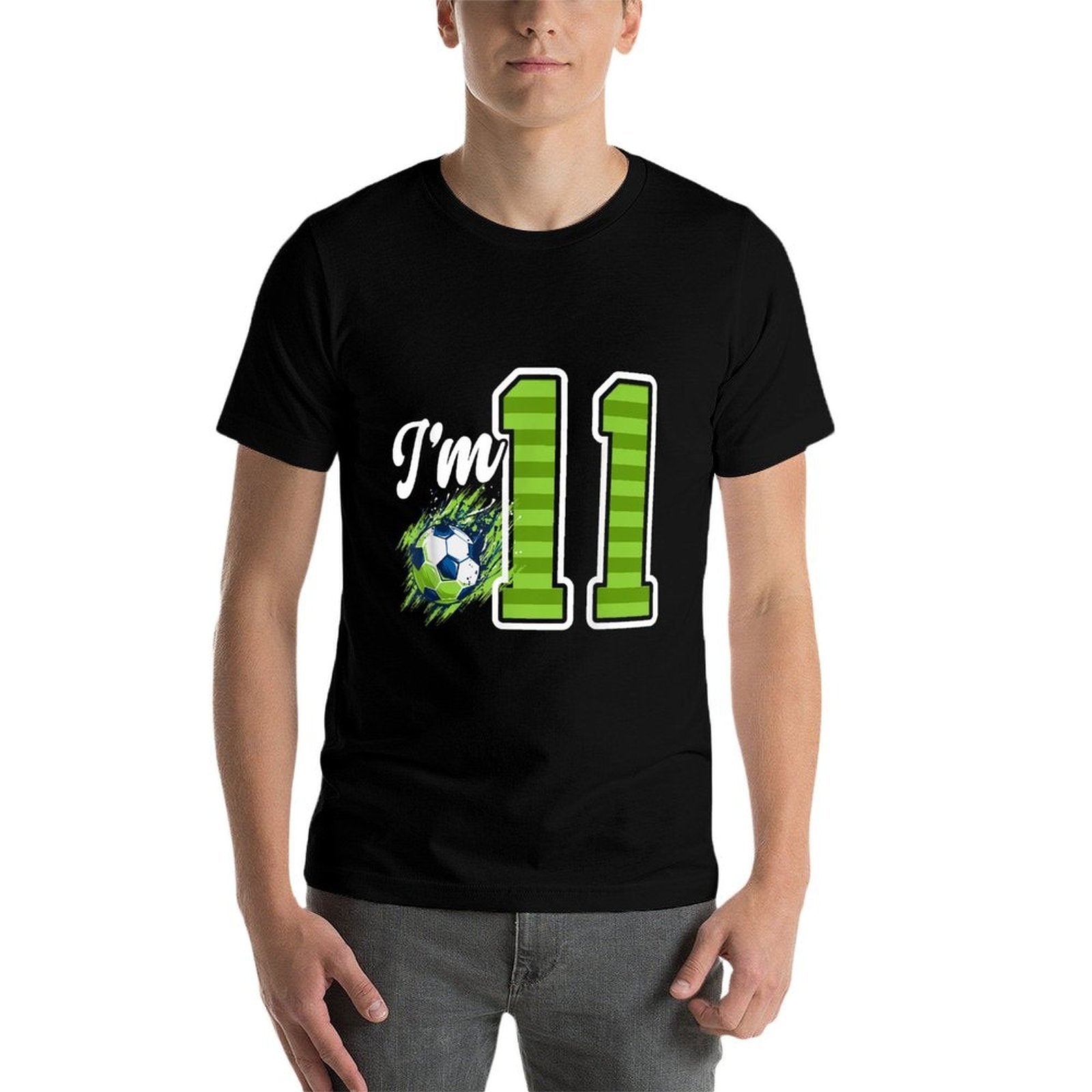 11th Soccer Birthday Party Eleven Year Old Soccer Player  Heathered Texture T-Shirt