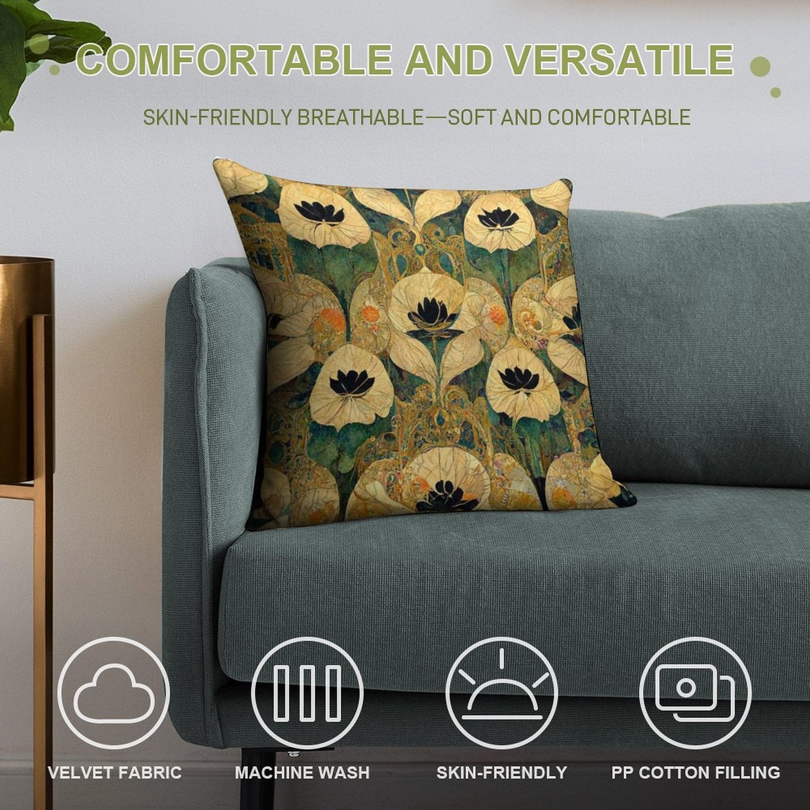 The Golden Era Soft High-Density Material Throw Pillow
