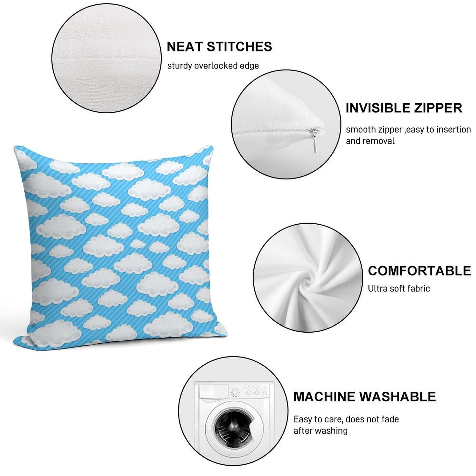 Clouds Soft Durable Construction Throw Pillow