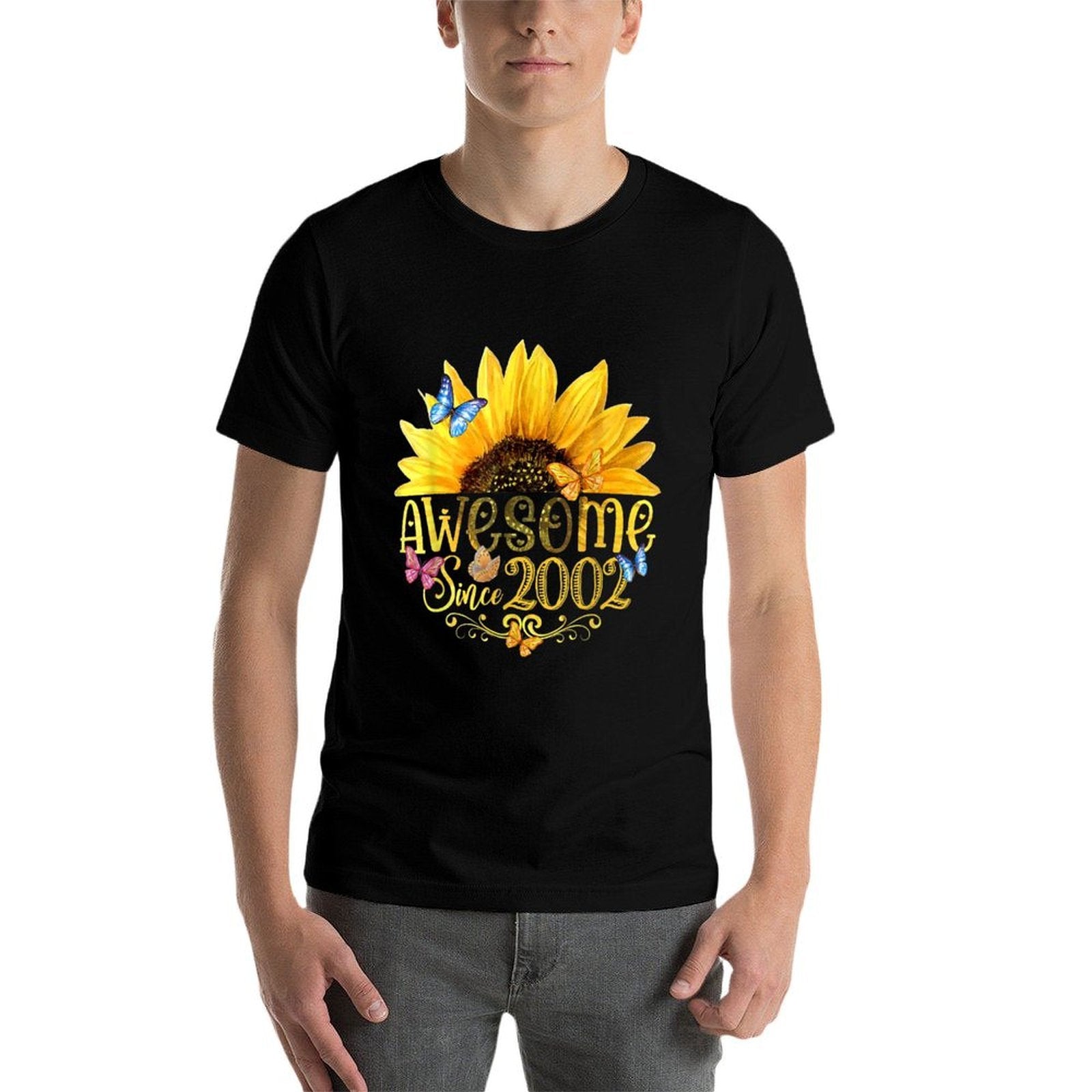 Awesome Since 2002 Sunflower 21st Birthday Vintage 2002  Cotton T-Shirt