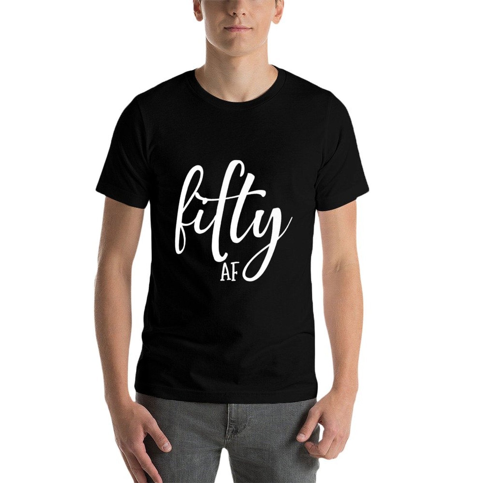 50th Birthday Fifty AF Premium  Ribbed Collar T-Shirt