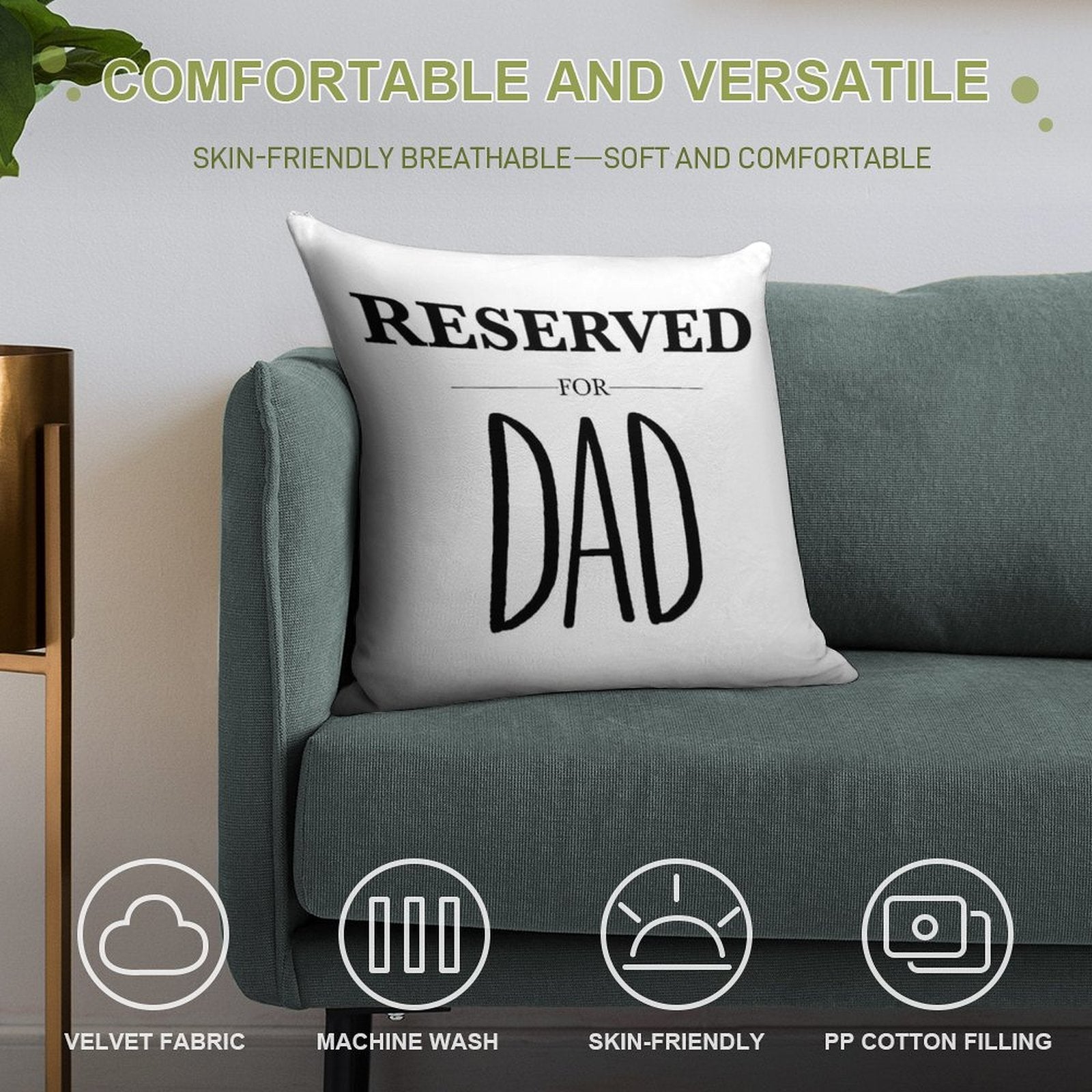 Reserved For Dad Soft Reinforced Edging Throw Pillow