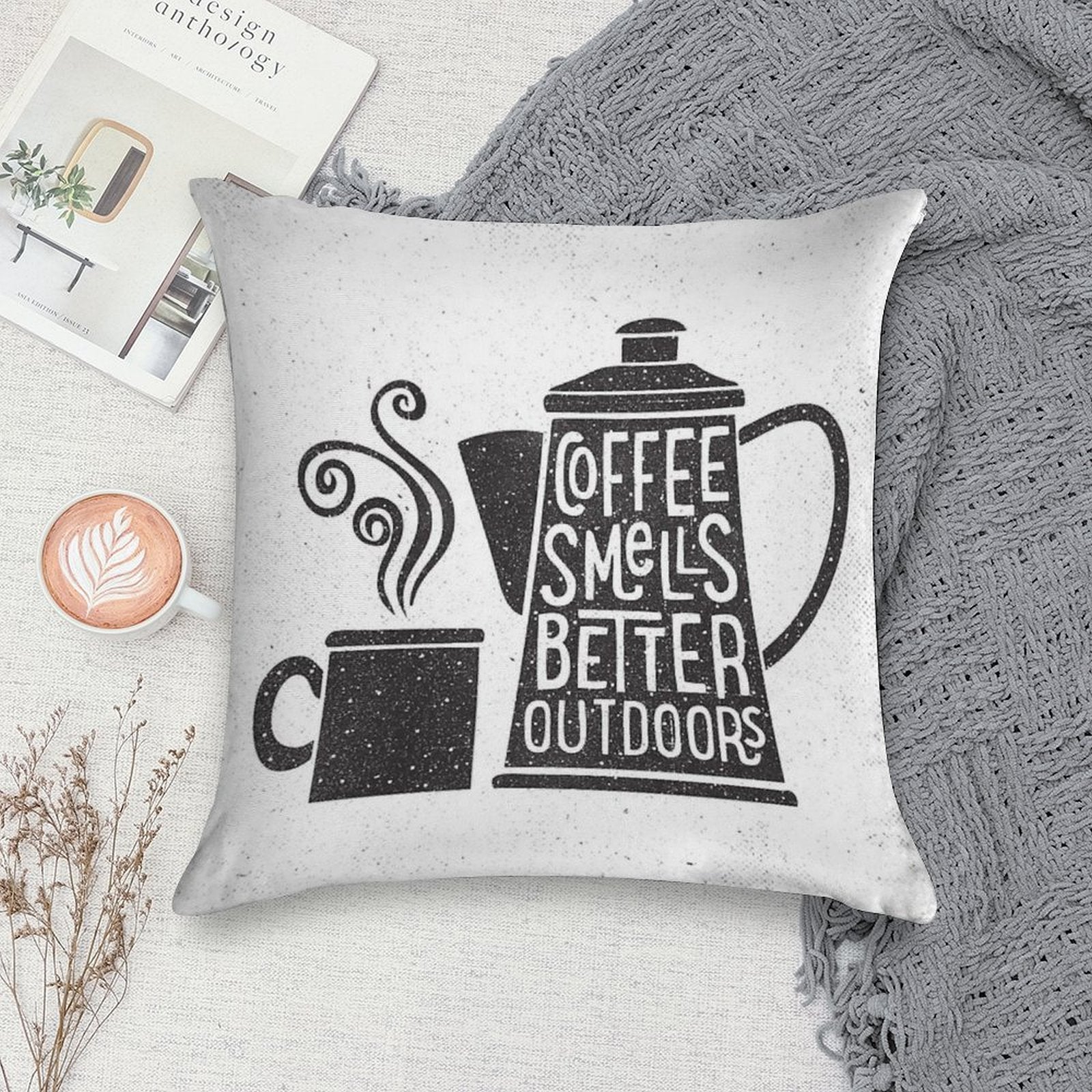 Coffee Smells Better Soft Decorative Cover Throw Pillow