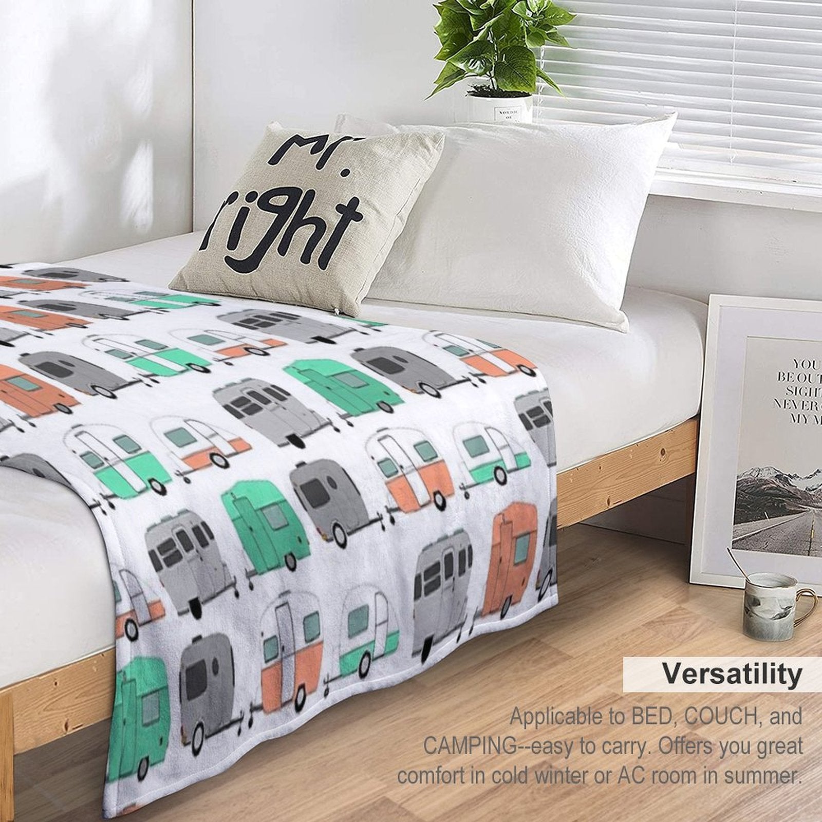 Vintage Caravan Pattern Velvety-soft Throw Blanket