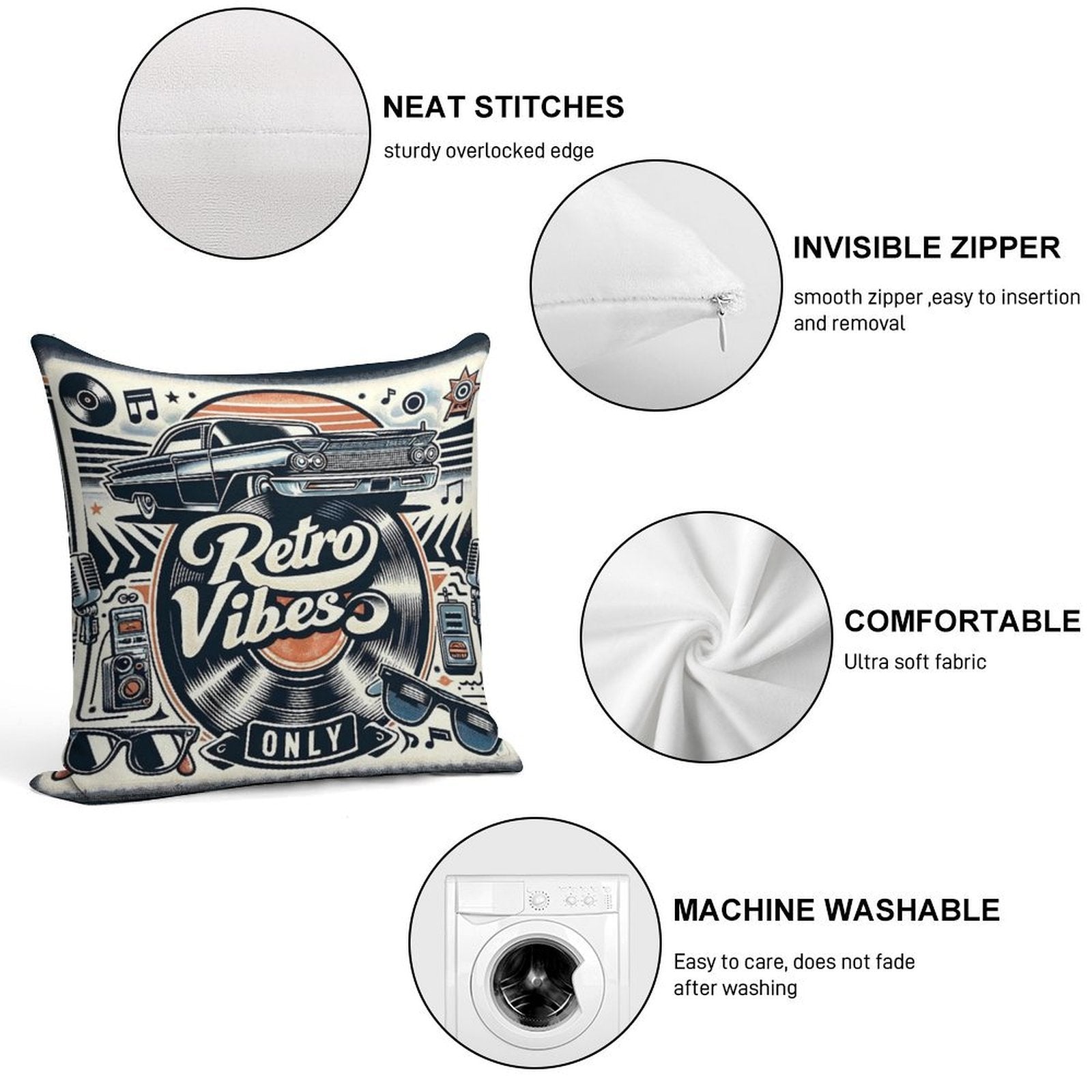 Retro Vibes Soft Multiple Sizes Throw Pillow