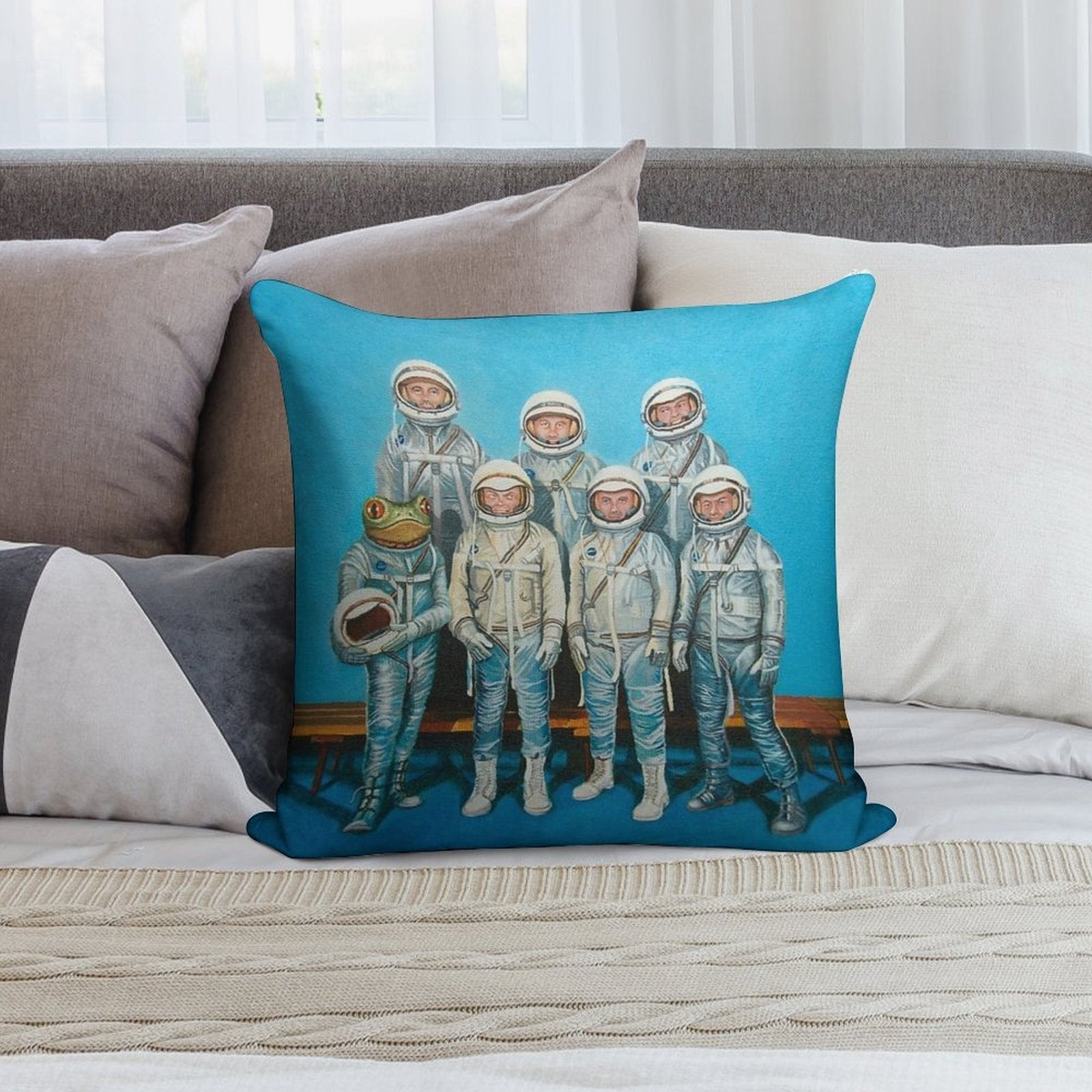 1959 Astronaut Frog's Space Race Soft Gift Ready Throw Pillow