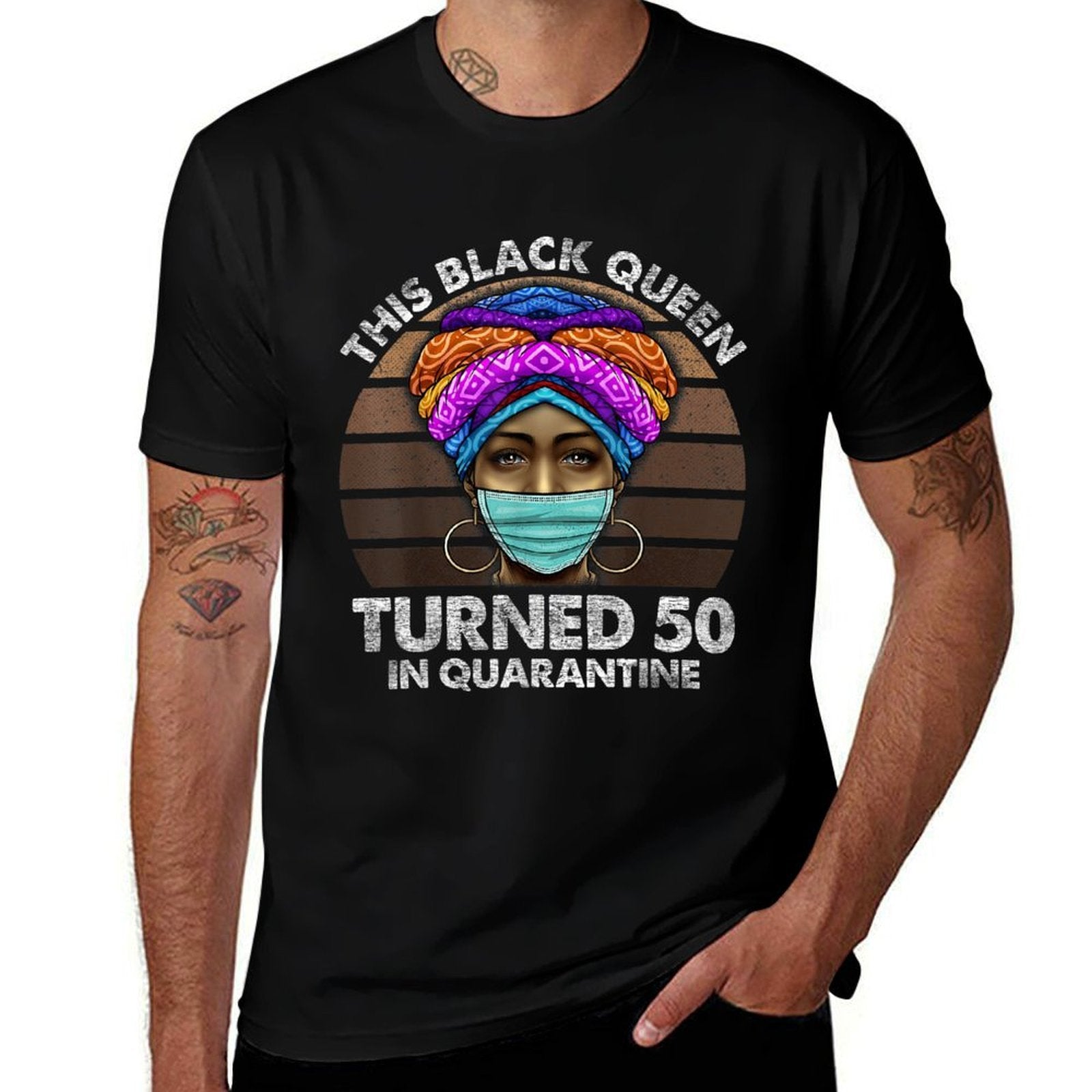 Black Queen Turned 50 In Quarantine Black Girl 50th Birthday  Eco-friendly Material T-Shirt