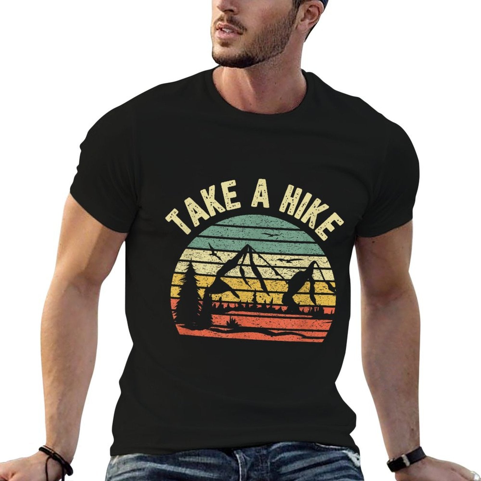 Take A Hike Retro Hiker Outdoors Camping Nature Hiking  Durable T-Shirt