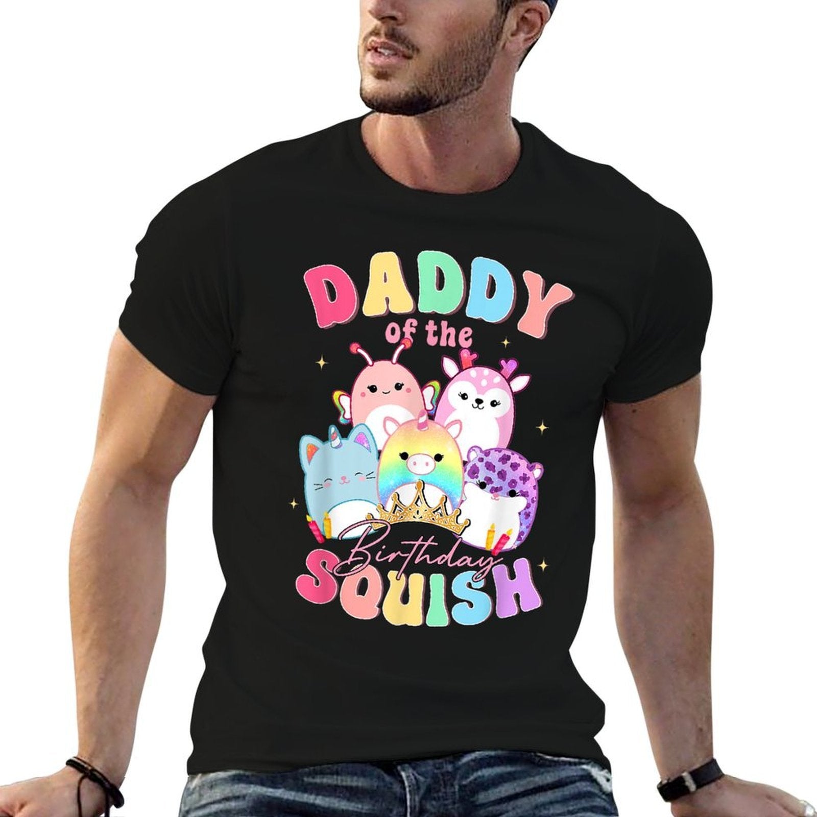 Daddy Of Birthday Girl Birthday Party Squish Squad Mallow  Quick-drying T-Shirt