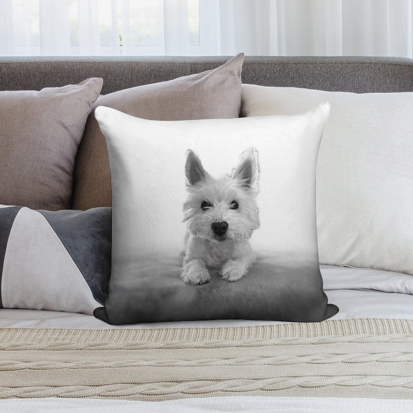 Little Blue The Westie Soft Luxury Feel Throw Pillow