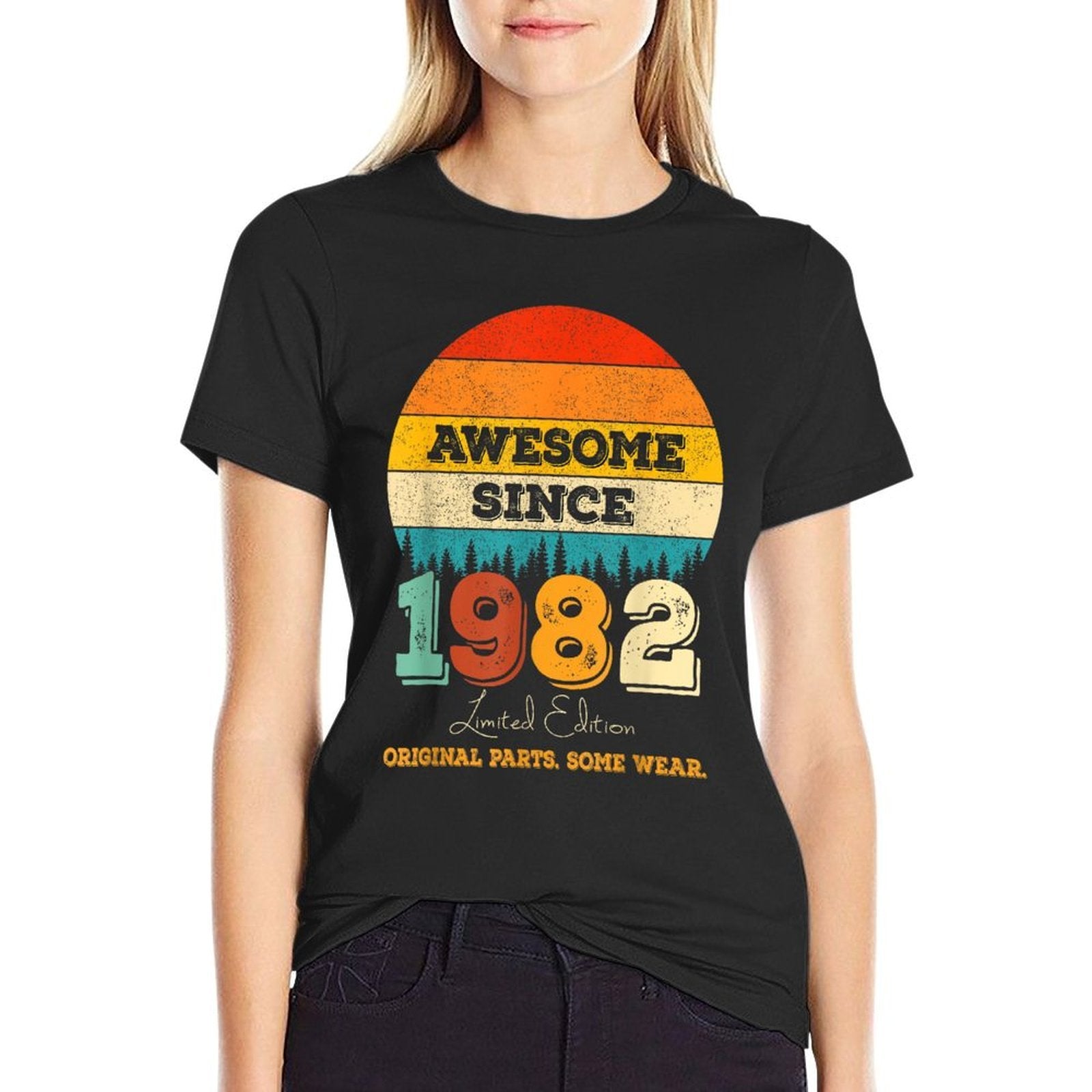 42 Year Old Original Parts Since 1982 Awesome 50th Birthday  Rolled Sleeves T-Shirt