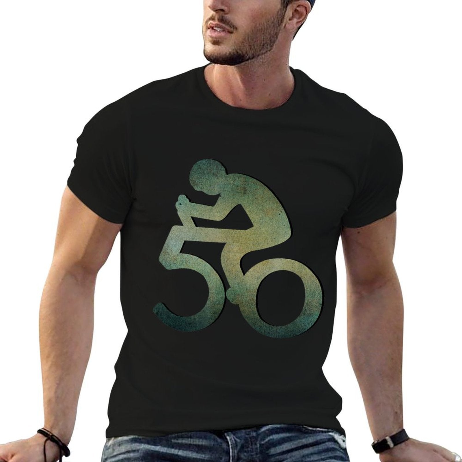 50th Birthday Mountain Bike Tour Cycling Lover Bicycle Rider  Heathered Texture T-Shirt