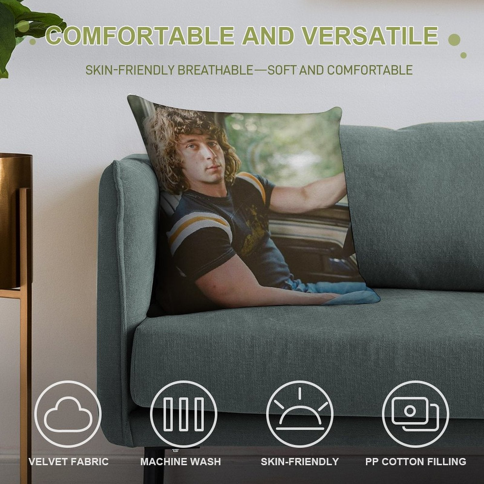 Jeremy Allen White Vintage Soft High-Density Material Throw Pillow