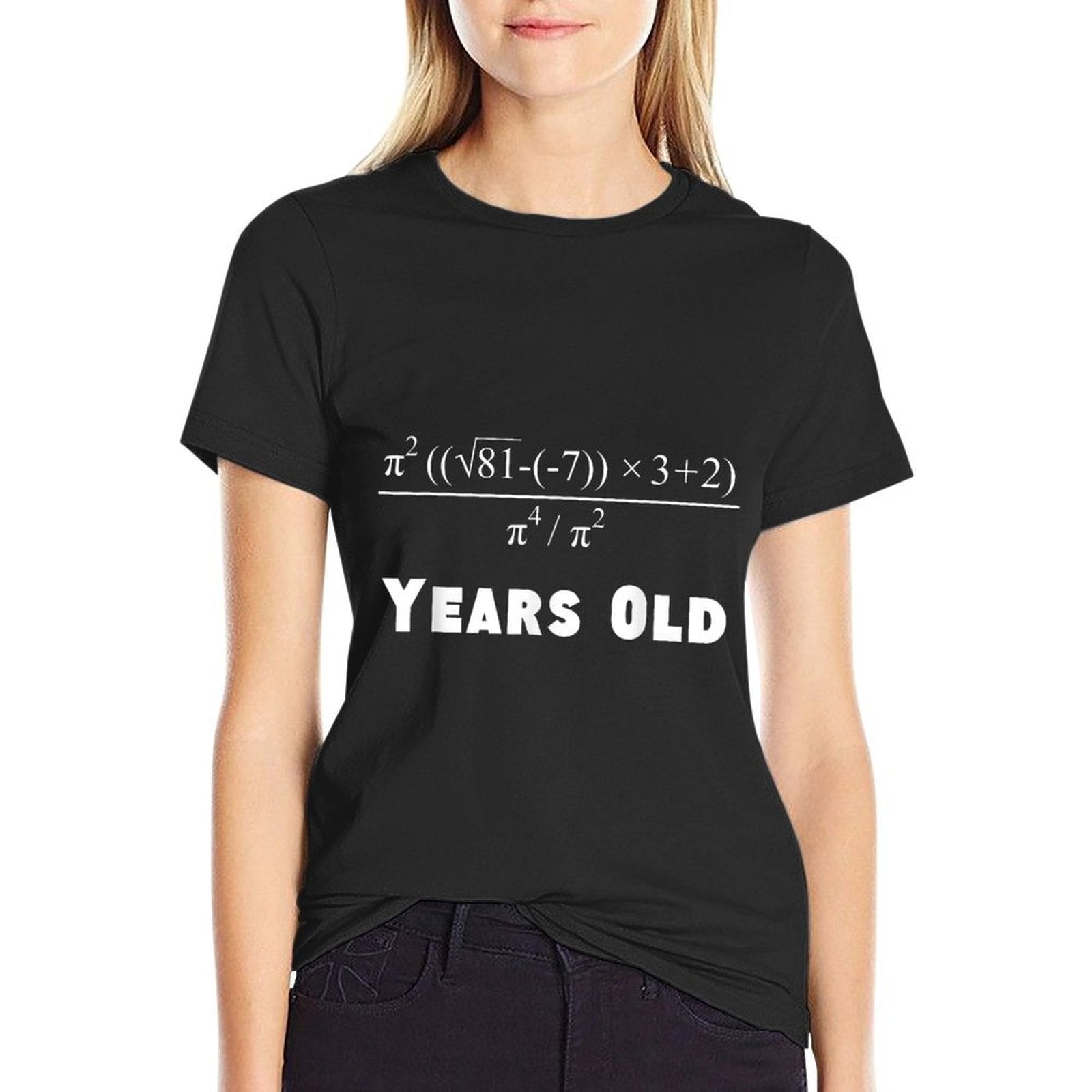 50 Years Old Algebra Equation 50th Birthday Funny Math  Ribbed Collar T-Shirt