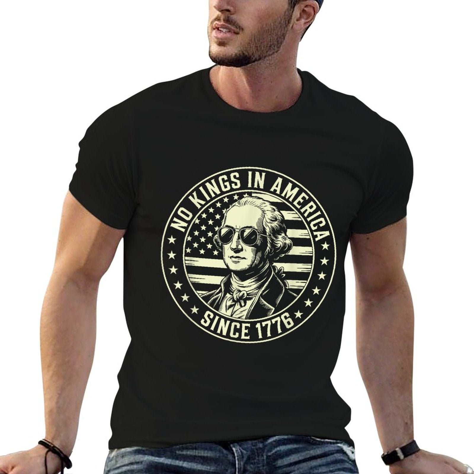 4th Of July No Kings in America George Washington  Odor-resistant T-Shirt