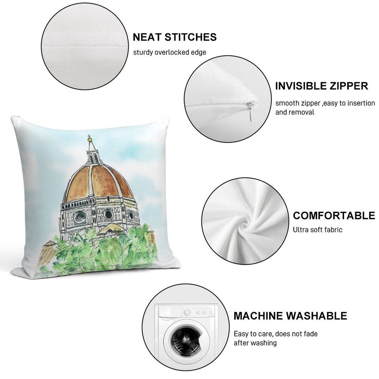 Florence Duomo Soft Decorative Cover Throw Pillow