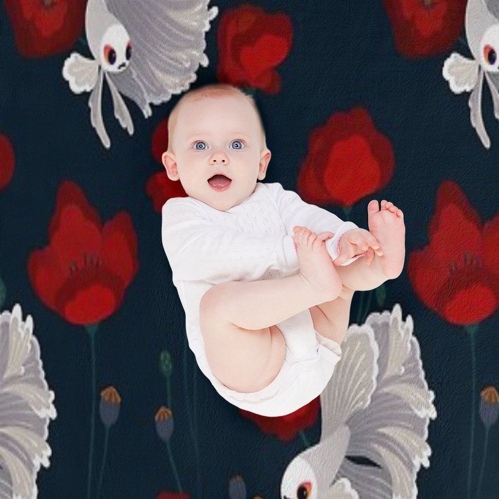 Bettas And Poppies Easy Care Throw Blanket