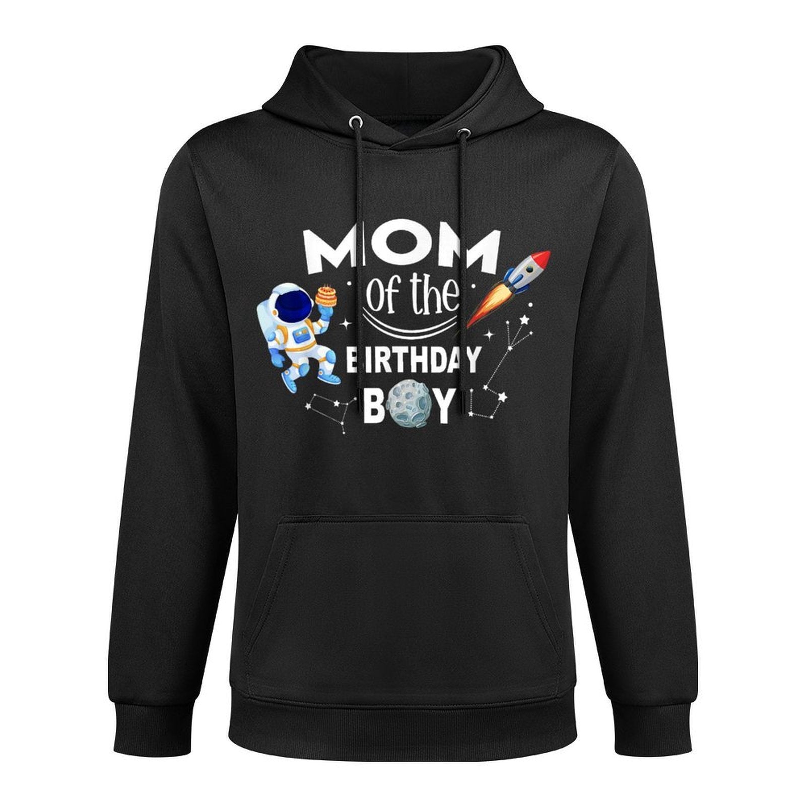 Mom of The Birthday Boy Space Astronaut Birthday Family Medium-Weight Fabric Hoodie