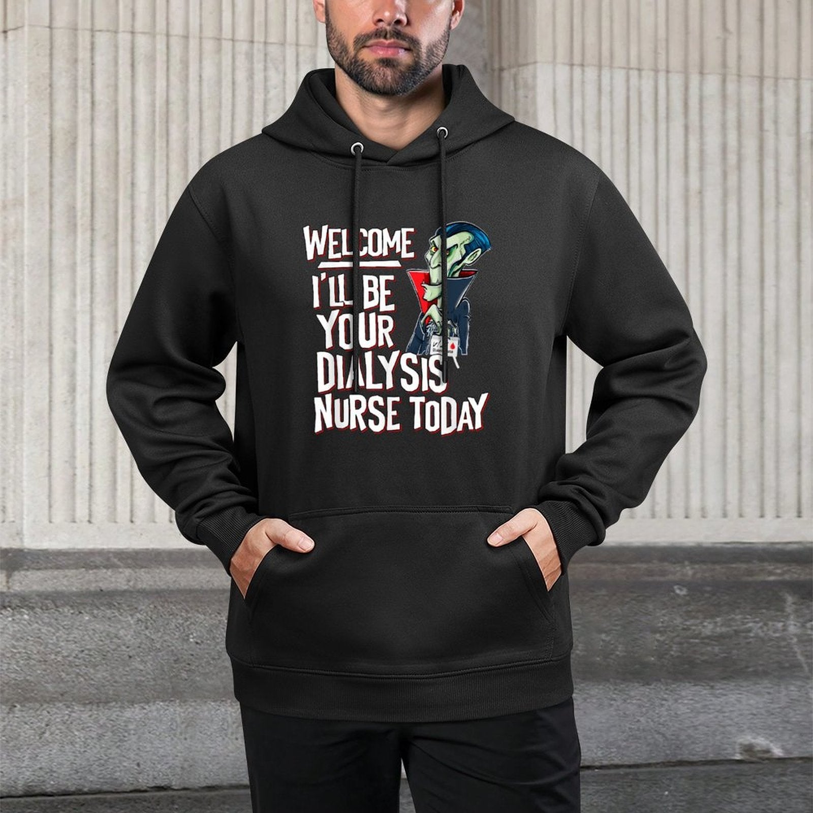 Funny Dialysis Nurse for Halloween A Dialysis Vampire Colorfast Hoodie