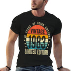 Vintage 1983 Limited Edition 40 Year Old Gifts 40th Birthday  Ribbed Collar T-Shirt