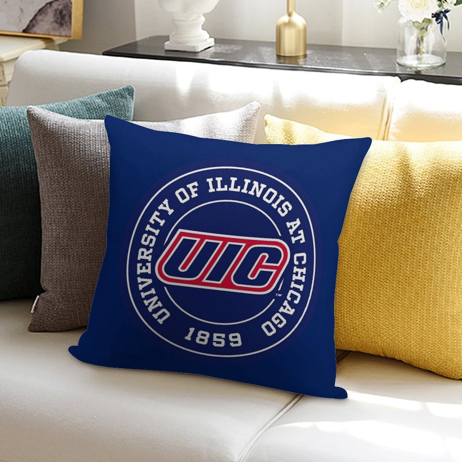 University of Illinois at Chicago - UIC Soft Bedroom Essential Throw Pillow