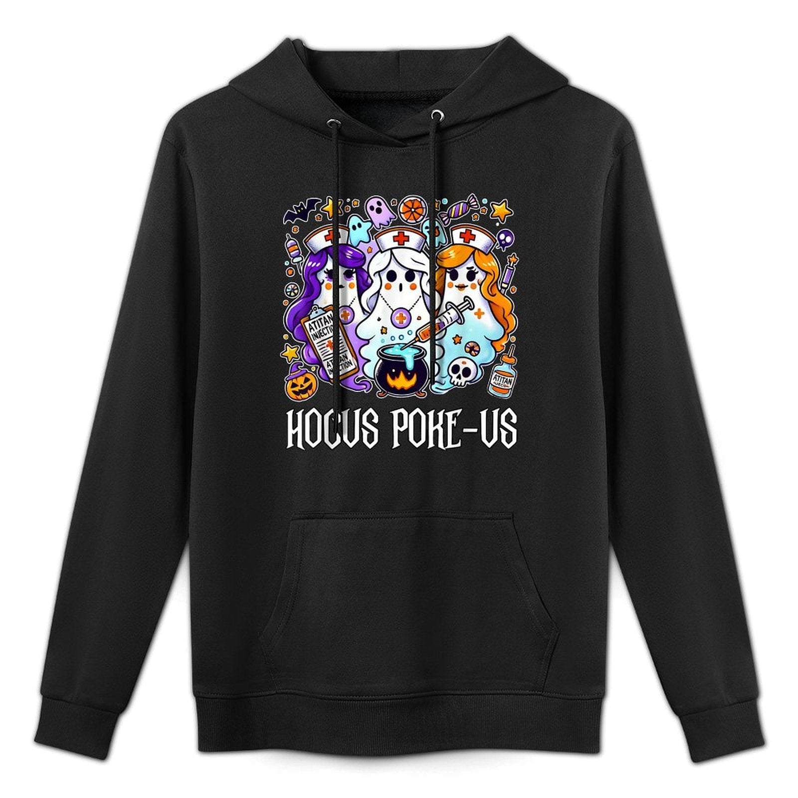 Funny Witches Nurse Spooky Nurse Witch Halloween Nursing Pun Customizable Surface Hoodie