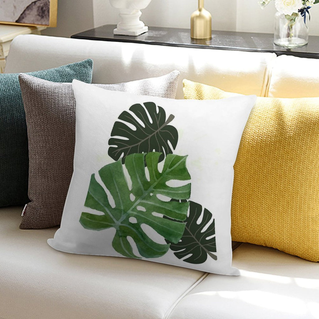 Monstera Leaf Soft Washable Throw Pillow