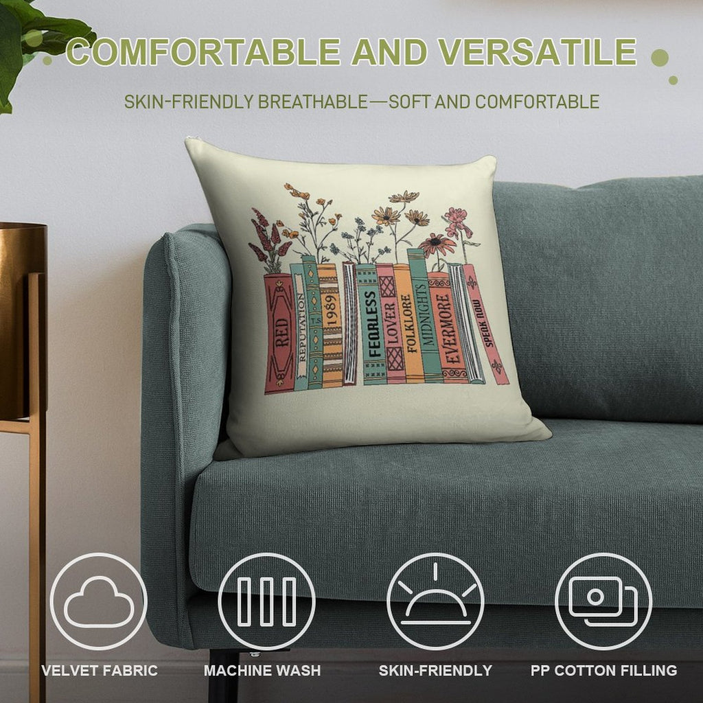 Aesthetic Albums Book Flowers Soft Warmth Comfort Throw Pillow