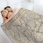 Vintage Connecticut Map Machine-washable Throw Blanket