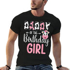 Daddy Of The Birthday Girl Farm Cow 1 St Birthday Girl  Cotton T-Shirt